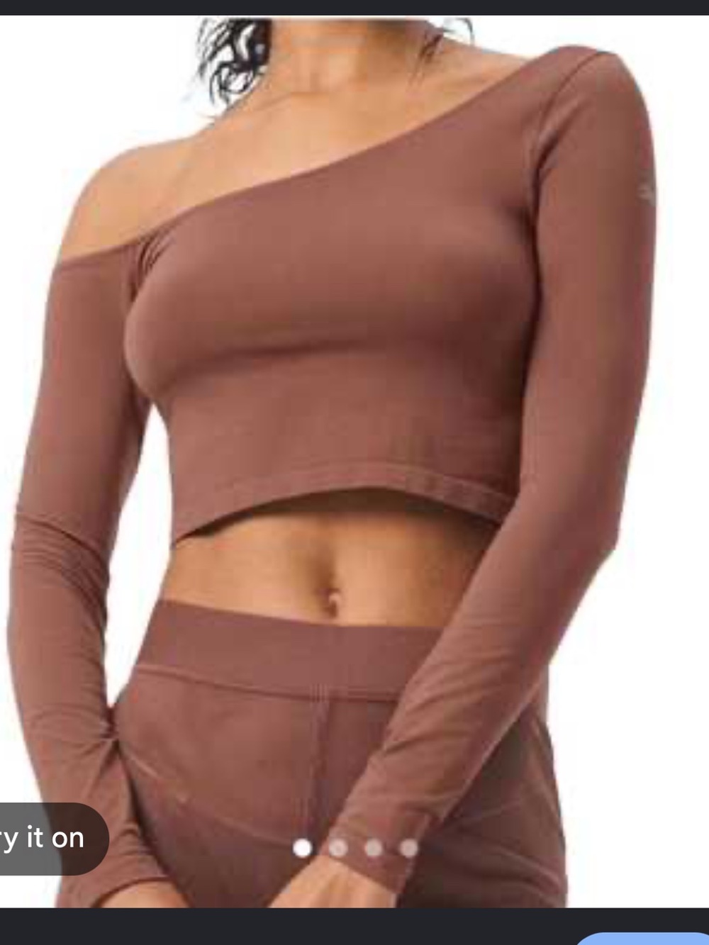 Alo Yoga, Asymmetric Sheer Glow Long Sleeve Top, Cinnamon, Small